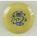 CHINESE PORCELAIN 'DRAGON' SAUCER DISH, Kangxi mark but probably later, centre with dragon in under