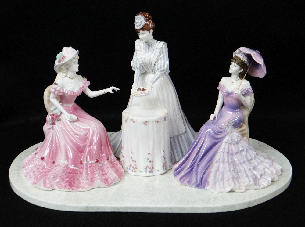 LARGE COALPORT PRESTIGE COLLECTION 'AFTERNOON TEA' GROUP, limited edition no. 53/250, depicting