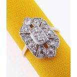 18CT GOLD & PLATINUM DIAMOND RING, of Art Deco design, ring size O, 4.7gms Provenance: private