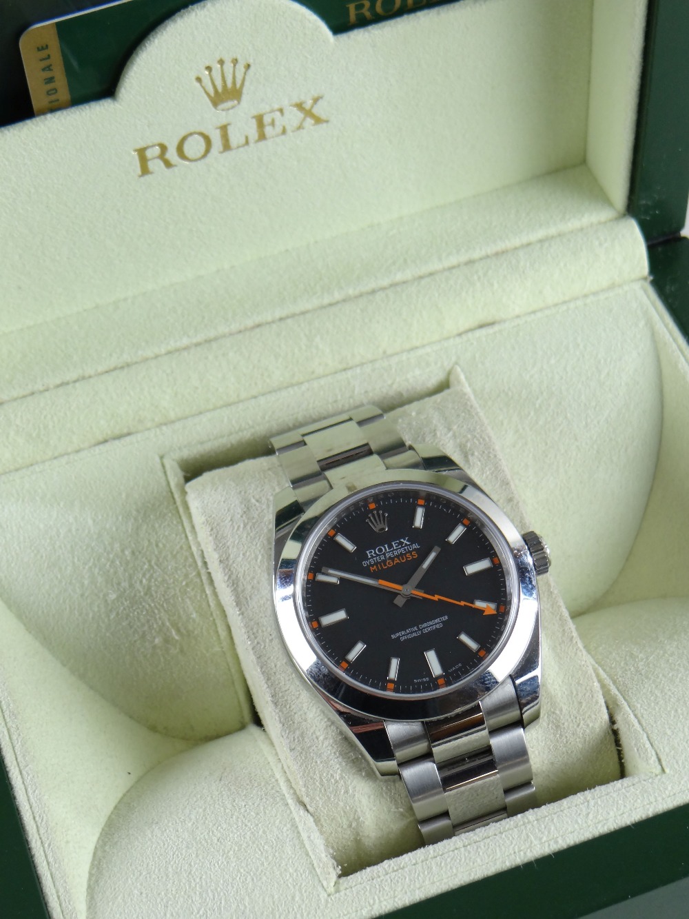 ROLEX MILGAUSS ANTIMAGNETIC BRACELET WATCH, ref. 116400, c. 2009, ser. no. M88***1, 31-jewel Cal. - Image 2 of 3