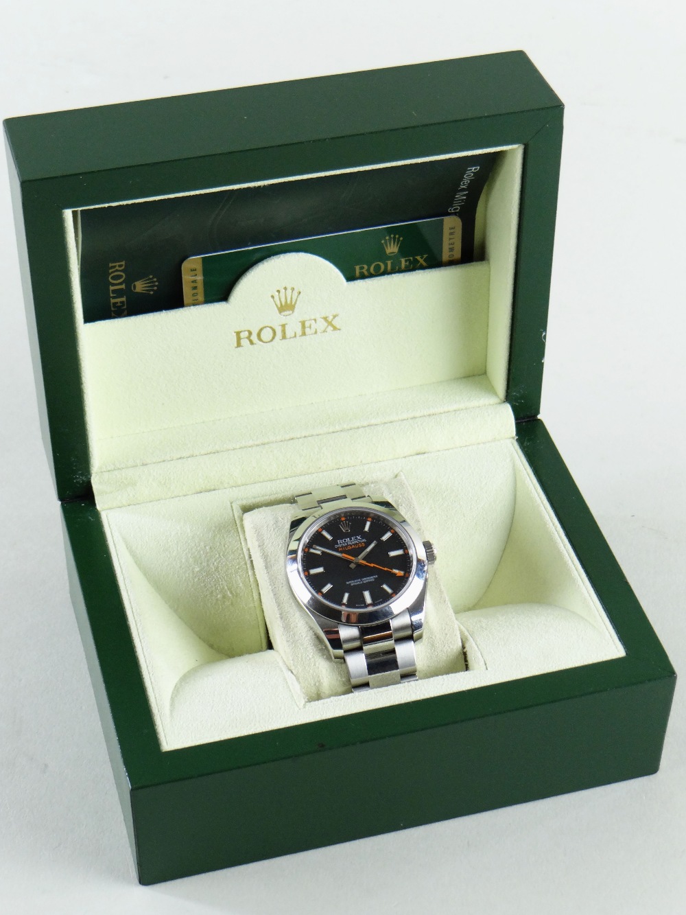 ROLEX MILGAUSS ANTIMAGNETIC BRACELET WATCH, ref. 116400, c. 2009, ser. no. M88***1, 31-jewel Cal. - Image 3 of 3