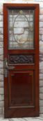 A FINE LATE VICTORIAN MAHOGANY RAILWAY CARRIAGE DOOR, c. 1890, being an internal clerestory door for