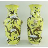 PAIR CHINESE 'DOWAGER EMPRESS DAYAZHAI' TYPE PORCELAIN VASES, 20th Century, shouldered form with