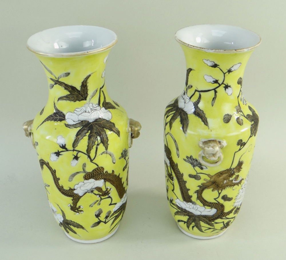 PAIR CHINESE 'DOWAGER EMPRESS DAYAZHAI' TYPE PORCELAIN VASES, 20th Century, shouldered form with - Image 3 of 8