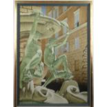 ROBERT LOUIS BANKS (British, 1911-2000) large watercolour - 'Fortana Delle Tartarughe', label