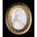 ITALIAN IVORY PORTRAIT MEDALLION OF POPE CLEMENT XI (1649-1721), 18th Century, carved in low
