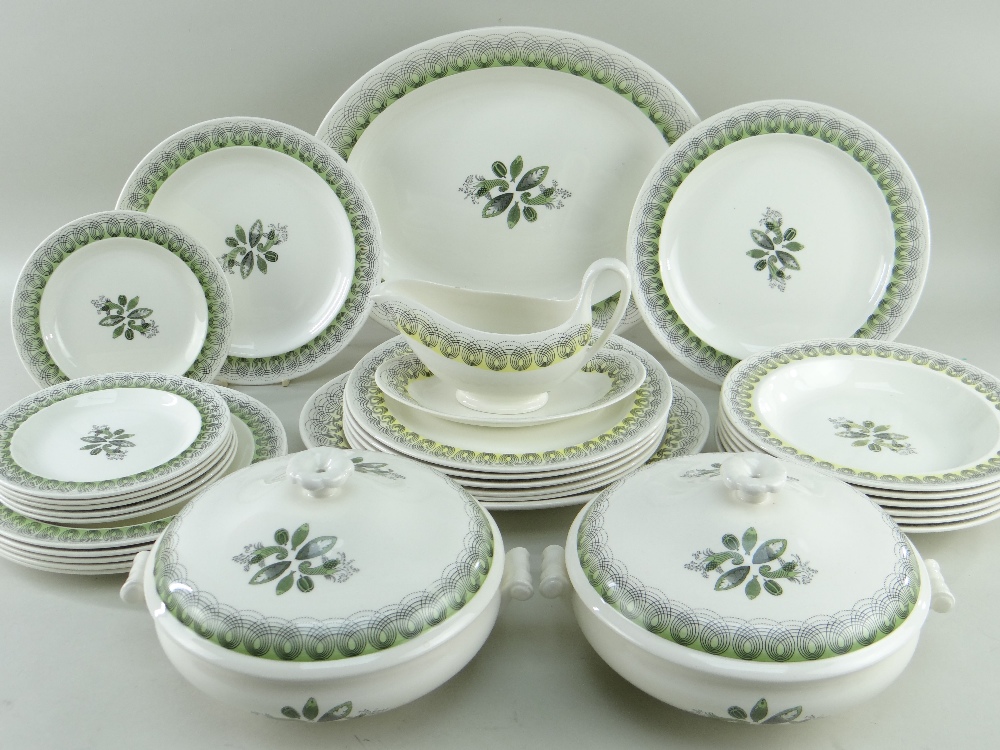 WEDGWOOD 'PERSEPHONE' DINNER SERVICE FOR SIX, designed by Eric Ravilious, printed with harvest