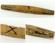 18TH CENTURY GEORGE III TREEN KNITTING STICK, engraved' V+D 1785', further crosses and 'S' initials