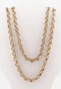 9CT YELLOW GOLD NECKLACE, belcher link, 75cms long, 70.6gms
