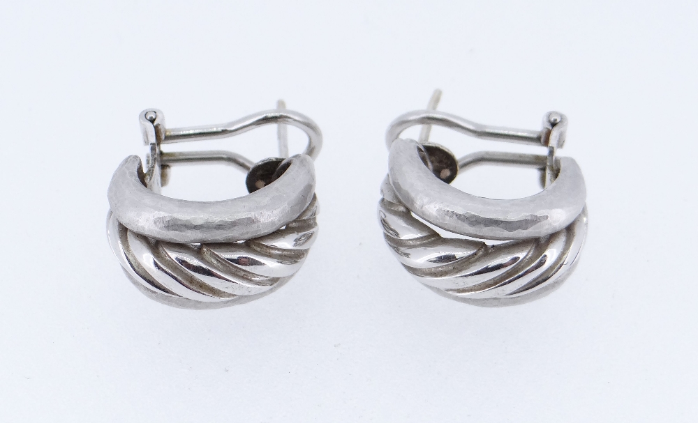 PAIR OF 18CT WHITE GOLD GARRARD EARRINGS of rope twist design, 15.2gms, in jewellery box - Image 2 of 2