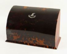 ASPREYS TORTOISESHELL STATIONARY BOX, c. 1910, with applied silver Traherne family crest and