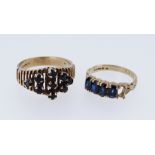 TWO 9CT GOLD SAPPHIRE RINGS, 6.6gms (2)