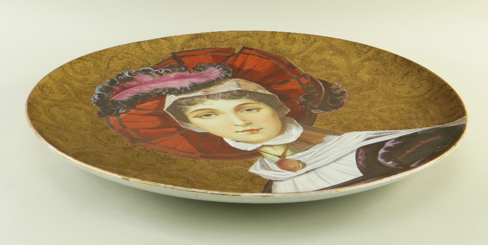 FRENCH MONTEREAU (BARLUET & CIE) RENAISSANCE-STYLE FAIENCE CHARGER, painted with a portrait of a - Image 2 of 3