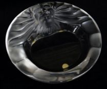 CRYSTAL LALIQUE FROSTED GLASS 'LION' DISH, no. 10743, 14.5cms diam, boxed.