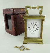 GOOD FRENCH GILT BRASS REPEATING CARRIAGE CLOCK, retailed by Mappin & Webb, fitted with five