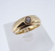 18CT GOLD DIAMOND RING, gypsy set, ring size P, 5.6gms