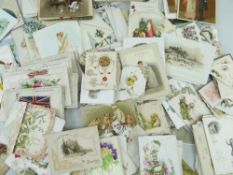 GOOD COLLECTION OF VICTORIAN & EDWARDIAN GREETINGS CARDS / POSTCARDS celebrating New Year, Birthday,