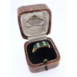 18CT GOLD EMERALD & DIAMOND RING, ring size N, 4.2gms, in vintage ring box