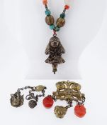 TIBETAN WHITE METAL JEWELLERY comprising necklace and pendant ETC in Oswin & Co jewellery box