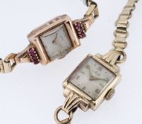 TWO GOLD LADIES WRISTWATCHES comprising 9ct gold Avia example on rolled gold bracelet, together with