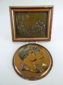 COPPER INTAGLIO MEDALLION OF NAPOLEON & MARIE LOUISE, after the original by Andrieu, 14cms diam. and