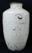 LARGE CHINESE CIZHOU JAR, slip-glazed and painted with stylized flowers in brown, 69cms high