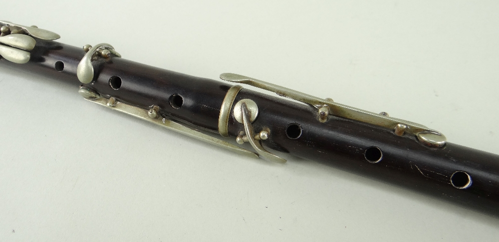 ANTIQUE ROSEWOOD 8-KEY FLUTE, nickel keys and collars, 67cms long Comment: mouthpiece cracked, lower - Image 3 of 3