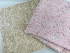 TWO TRADITIONAL QUILTS, one lemon paisley floral with coral reverse, 208 x 176cms, and a pink