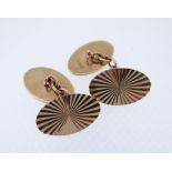 PAIR OF 9CT GOLD CUFFLINKS, sunburst spiral design, 6.3gms (2)