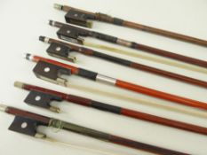 ASSORTED VIOLIN & CELLO BOWS, including one violin bow marked C.H.BUTHOD A PARIS (6) Comments: Mixed