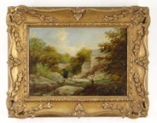 BERNARD BRONTE (1847-1888) oil on board - Pandy Mill, signed, inscribed verso, and typed bio, 17.5 x
