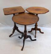 THREE 19TH CENTURY TRIPOD OCCASIONAL TABLES including George III mahogany table with dished, tilt-