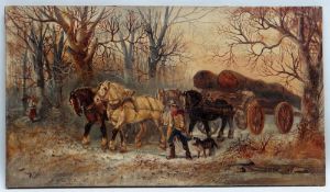 HARDEN SIDNEY MELVILLE (fl. 1855-1904) oil on canvas - Carting Timber, signed, 45.5 x 81cms (
