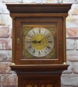 MODERN QUEEN ANNE-STYLE MARQUETRY LONGCASE CLOCK, engraved dial with brass spandrels, floral