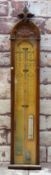 LATE 19TH CENTURY ADMIRAL FITZROY'S BAROMETER, carved oak case, printed card detail with twin