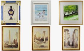 VARIOUS ARTISTS, including MERVYN M H HEWISH, watercolour - Devon Hedge, signed in pencil, inscribed