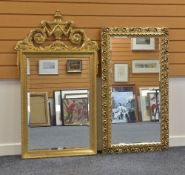 18TH CENTURY-STYLE REPRODUCTION WALL MIRROR WITH URN & SCROLLING ACANTHUS CRESTING, 120cms high, and