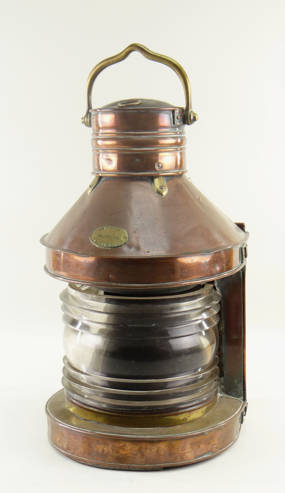 19TH CENTURY COPPER & BRASS MASTHEAD MARINE LANTERN, by Eli Griffiths & Son, 'The Beakon' model