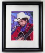 JAMES FRANCIS GILL limited edition (77/200) screenprint on canvas - Bob Dylan, signed and
