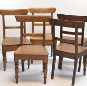 HARLEQUIN SET OF FIVE COUNTY OAK DINING CHAIRS with solid seats and turned legs (5)