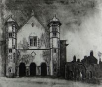 GEORGE CHAPMAN rare etching (one of six) - view of Uppingham School, Rutland,1962, signed fully in