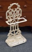 CAST IRON STICK STAND, white painted, twin base, 76 cms high Provenance: deceased estate Neath/