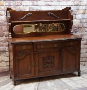 LATE VICTORIAN WALNUT MIRROR-BACK SIDEBOARD of breakfront outline, three frieze drawers above