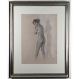 DAVID KNIGHT pencil and chalk - Nude Study Woman Standing, signed and titled verso, with Albany