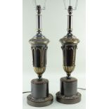 PAIR OF MODERN GILT METAL & BRONZED CLASSICAL STYLE TABLE LAMPS (2) Provenance: deceased estate