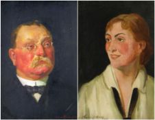 MARGARET LINDSAY WILLIAMS (fl. 1910-1960) oils on board - two portraits, one of a David Lloyd