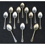 SILVER MATCHED SET OF 12 TEASPOONS, Birmingham 1928-1933, maker Wilmot Manufacturing Co, all with