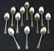 SILVER MATCHED SET OF 12 TEASPOONS, Birmingham 1928-1933, maker Wilmot Manufacturing Co, all with