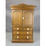 ANTIQUE PINE APPRENTICE PIECE OF A PRESS CUPBOARD - 50cms H, 30cms W, 18cms D