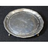 SILVER MASONIC PRESENTATION CALLING CARD TRAY - London 1964, maker Wakely & Wheeler, 12.5ozt,